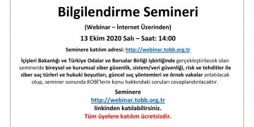 KOBİLER VE KURUMLAR İÇİN SİBER GÜVENLİK WEBİNARI BİLGİLENDİRME SEMİNERİ
