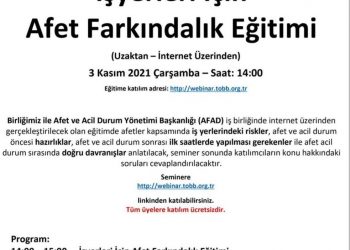 İŞYERLERİNDE AFET FARKINDALIK EĞİTİMİ