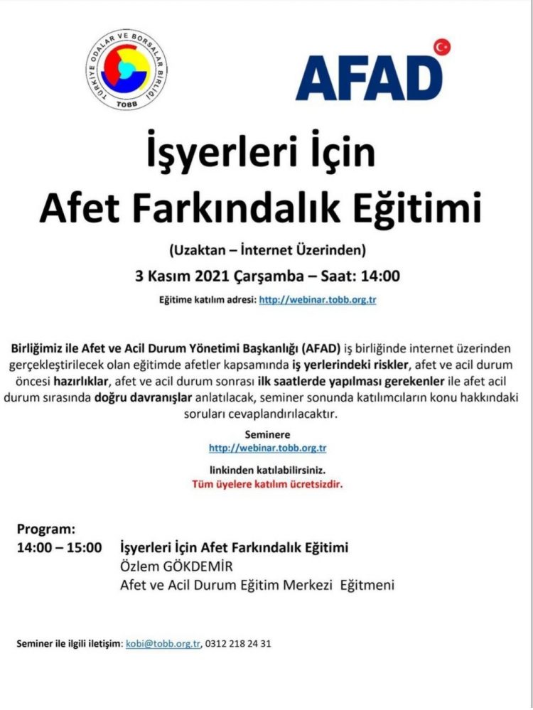 İŞYERLERİNDE AFET FARKINDALIK EĞİTİMİ