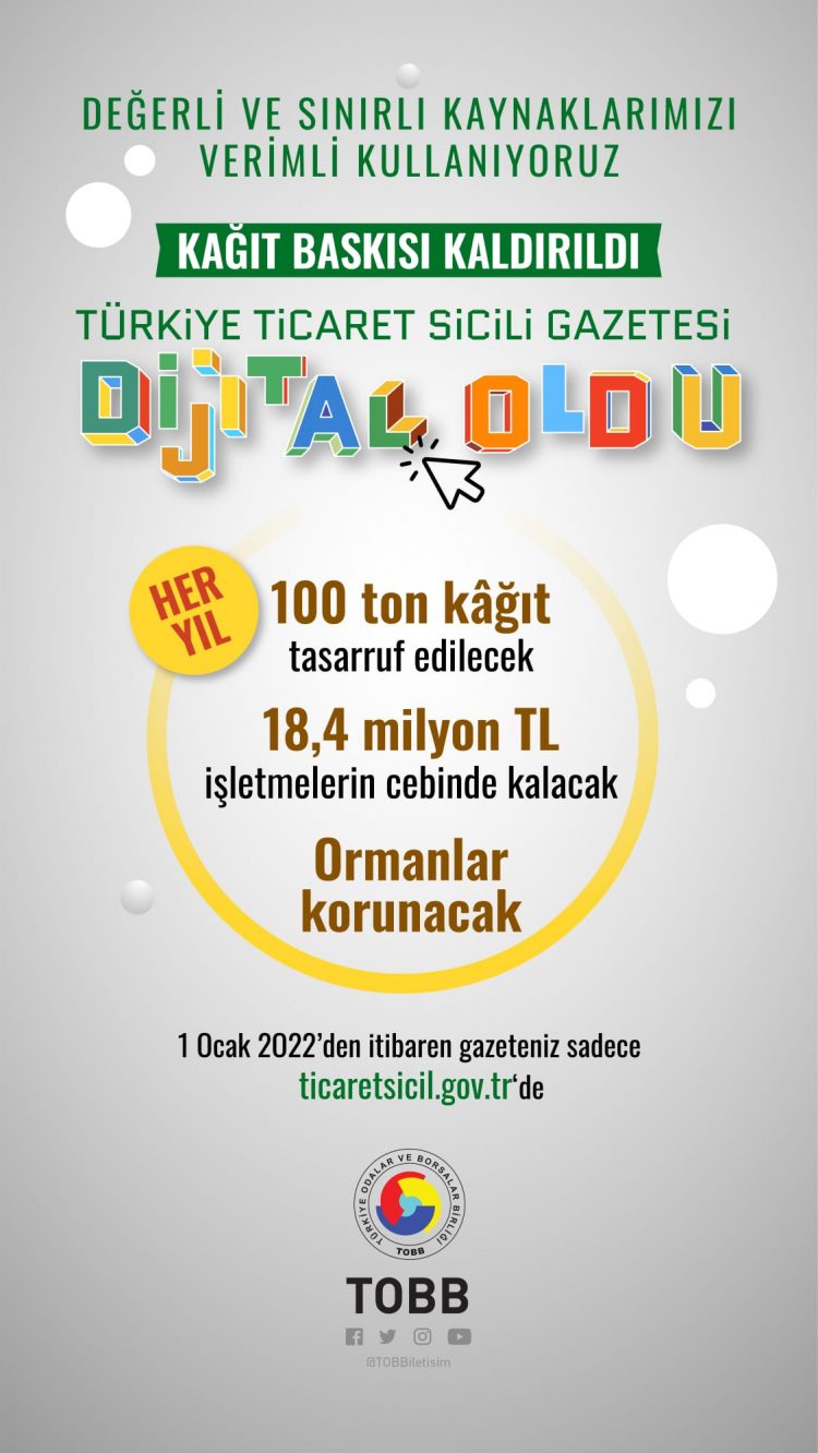TİCARET SİCİL GAZETESİ DİJİTAL OLDU