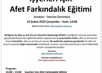 İŞYERLERİ İÇİN AFET FARKINDALIK EĞİTİMİ