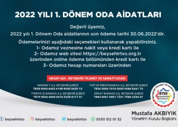 2022 YILI 1. DÖNEM ODA AİDATLARI
