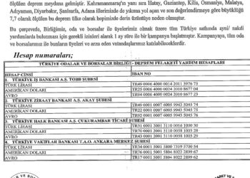 TOBB DEPREM FELAKETİ YARDIM KAMPANYASI!