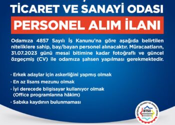 BEYŞEHİR TİCARET VE SANAYİ ODASI PERSONEL ALIM İLANI