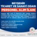 BEYŞEHİR TİCARET VE SANAYİ ODASI PERSONEL ALIM İLANI