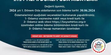 2024 Yılı Oda Aidatları 1. Taksit Ödemeleri Hk.